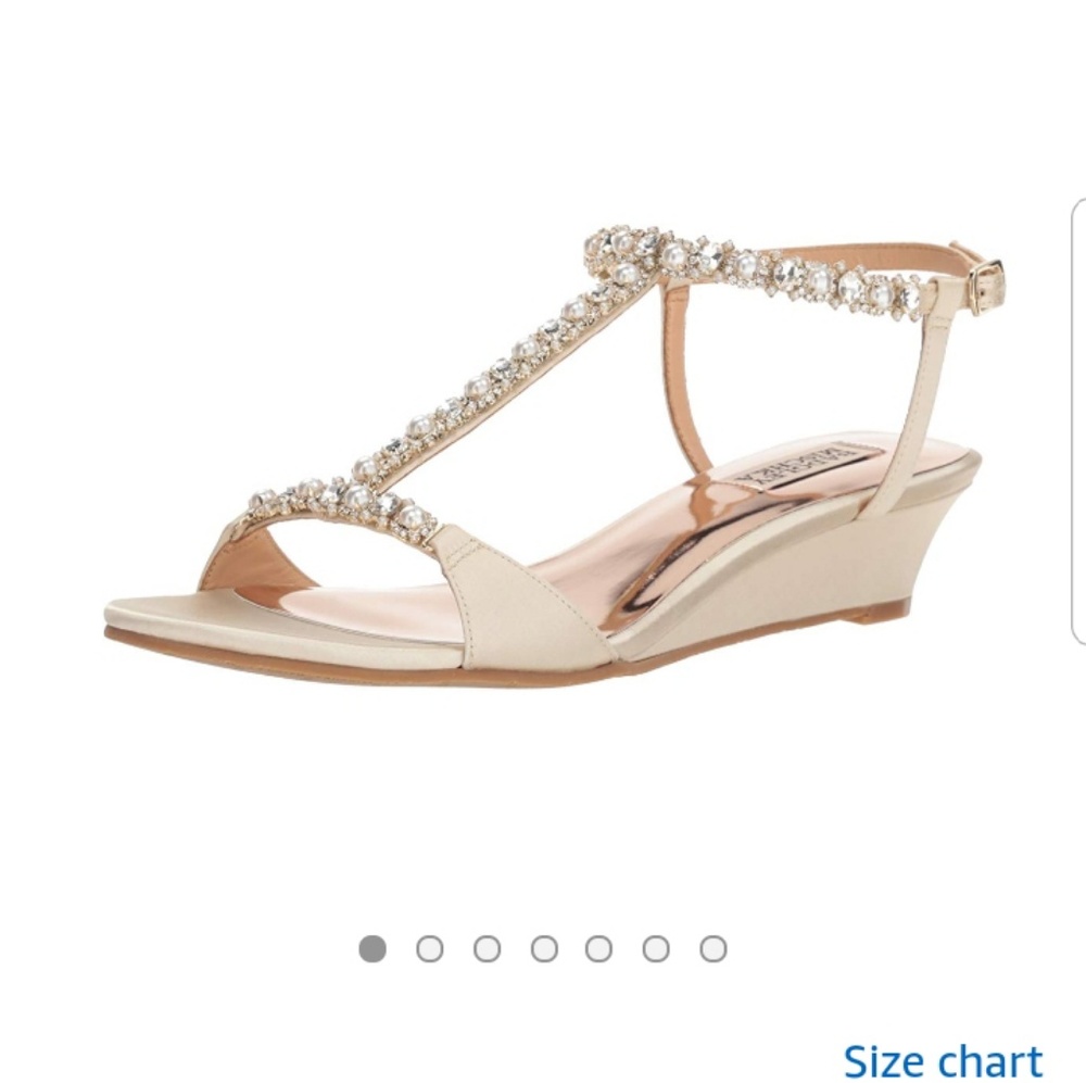 Badgley Mischka Yadira Ivory Wedge Pearl Crystal